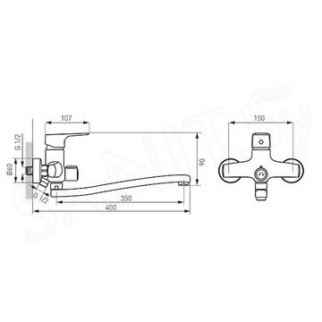 Смеситель для ванны Ferro Tiga VerdeLine BTG5A