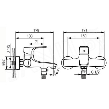 Смеситель для ванны Ferro Tiga VerdeLine BTG1VL
