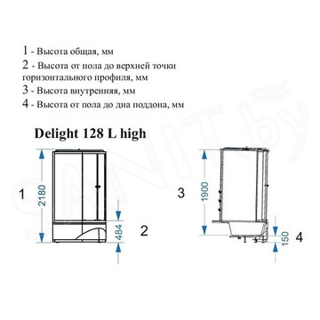 Душевая кабина Domani-Spa Delight 128 high черная тонированная с гидромассажем