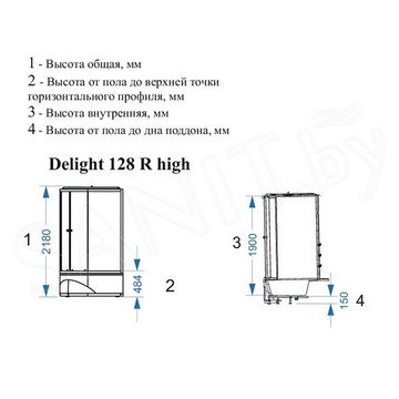 Душевая кабина Domani-Spa Delight 128 high черная тонированная с гидромассажем