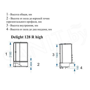 Душевая кабина Domani-Spa Delight 128 high матовая с гидромассажем