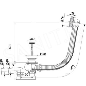 Сифон для ванны AlcaPlast A55 Black 80