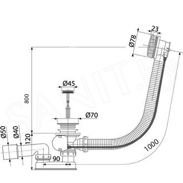 Сифон для ванны AlcaPlast A55K 100