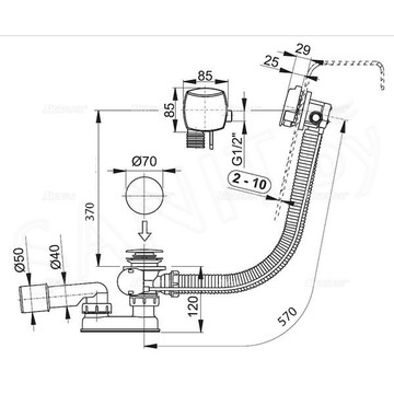 Сифон для ванны AlcaPlast A564KM1 с функцией напуска воды