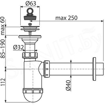 Сифон для умывальника AlcaPlast A41