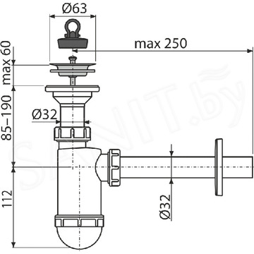 Сифон для умывальника AlcaPlast A410