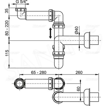 Сифон для умывальника AlcaPlast A434