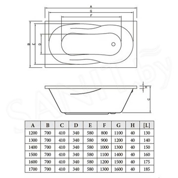 Акриловая ванна Bonito Home Bali с ножками Standard