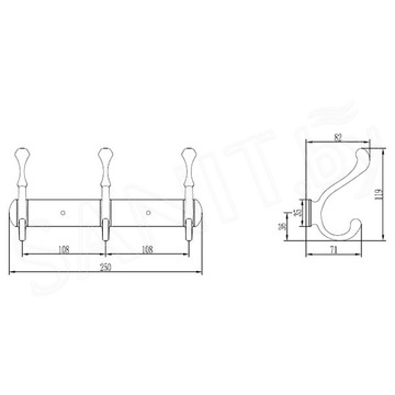 Планка с крючками Ledeme L214-3 / L214-4 / L214-5