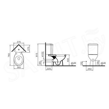 Напольный угловой унитаз Vitra Arkitekt 9754B003-7201