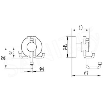 Крючок Ledeme L1705-3 тройной