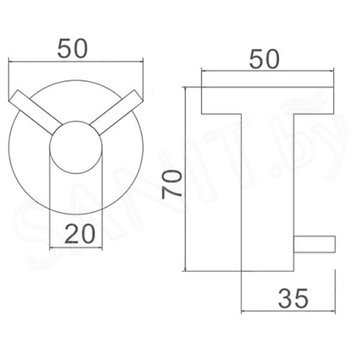 Крючок Ledeme L71705-2 двойной