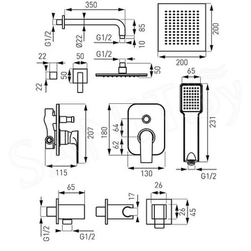 Душевая система Ferro Algeo Square BAQ7P-SET1-S встраиваемая