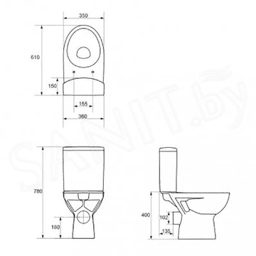 Напольный унитаз Cersanit Parva 010