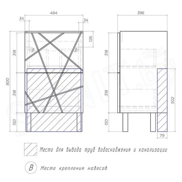 Тумба под умывальник Vigo Geometry 500-0-2 / 600-0-2 / 700-0-2 / 800-0-2