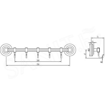 Планка с крючками Ledeme L204-4 / L204-5 / L204-6