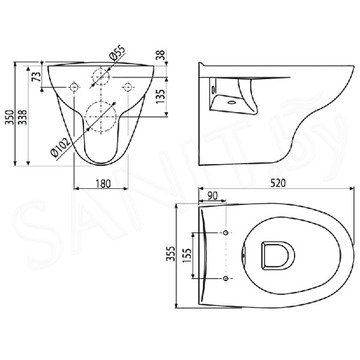 Комплект инсталляции 5 в 1 AlcaPlast Rimflow с кнопкой M671