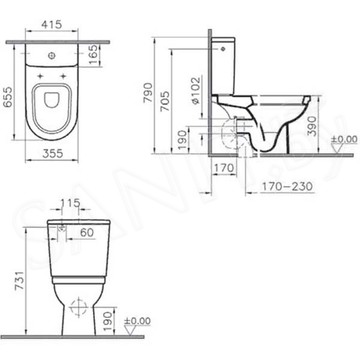 Напольный унитаз Vitra Form 9729B003-7200 (сиденье Soft Close)