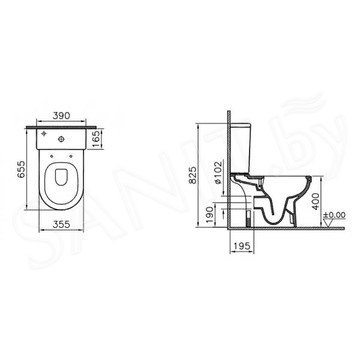 Напольный унитаз Vitra S50 Rim-ex Open-bac 9797B003-7204 (сиденье Soft Close)