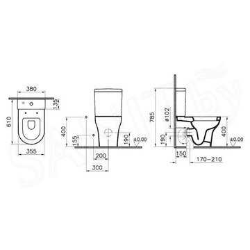 Напольный унитаз Vitra Zentrum 9012B003-7202 (сиденье Soft Close)