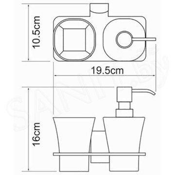 Стакан с дозатором для жидкого мыла Wasserkraft Leine K-5089
