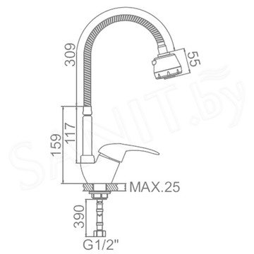 Смеситель для кухонной мойки Ledeme L4302-B