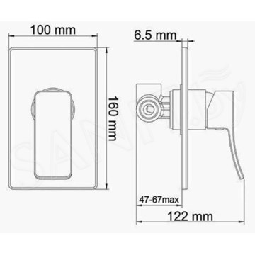 Смеситель скрытого монтажа WasserKraft Aller 10651 (1 функция)