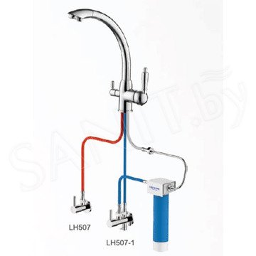 Смеситель для кухонной мойки Ledeme L4855 с подключением к системе очистки воды