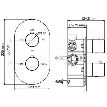 Смеситель скрытого монтажа WasserKraft Berkel 4844 Thermo (3 функции)