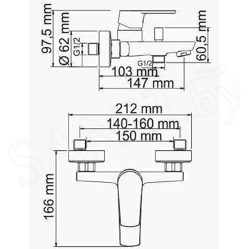 Смеситель для ванны WasserKraft Dill 6101