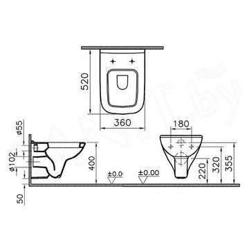 Подвесной унитаз Vitra S20 5507B003-0101 (сиденье Soft Close)