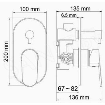 Смеситель скрытого монтажа WasserKraft Donau 5341 (2 функции)