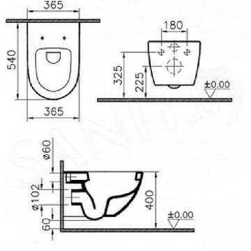 Подвесной унитаз Vitra Sento Rim-ex 7748B003-0075 безободковый