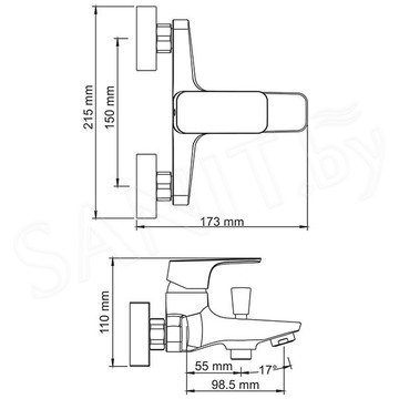 Смеситель для ванны WasserKraft Salm 2701