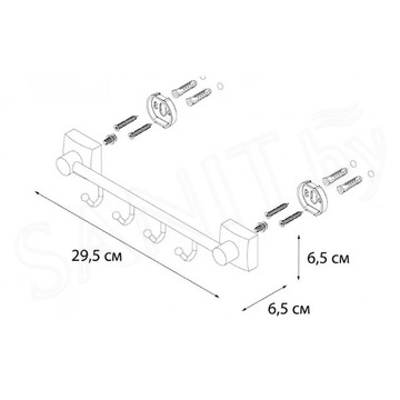 Планка с крючками Fixsen Kvadro FX-61305B-4
