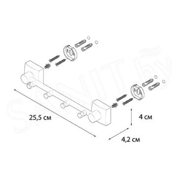 Планка с крючками Fixsen Kvadro FX-61305-4