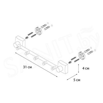 Планка с крючками Fixsen Kvadro FX-61305-5