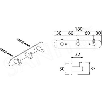 Планка с крючками Fixsen Hotel FX-31005-3 / FX-31005-4