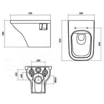 Подвесной унитаз Santek Лайн 1WH501574 Rimless (с крышкой Soft Close)