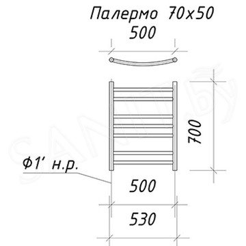 Полотенцесушитель Ariano Палермо Black нижнее подключение