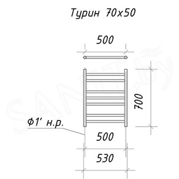 Полотенцесушитель Ariano Турин Black нижнее подключение