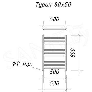 Полотенцесушитель Ariano Турин Black нижнее подключение с полимерным покрытием