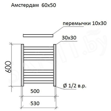 Полотенцесушитель Ariano Амстердам хром нижнее подключение 1/2 дюйма