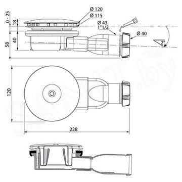Сифон для душевого поддона Radaway R400W Slim с гидрозатвором