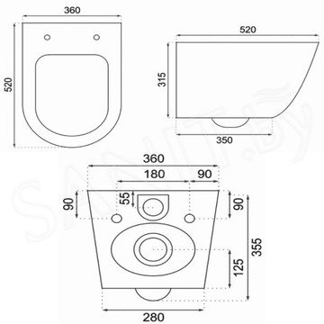 Подвесной унитаз Rea Carlo Rimless C2761