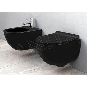 Подвесной унитаз Rea Carlo Mini Rimless Black Mat C8405