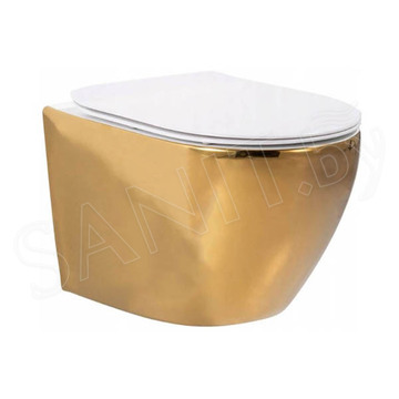 Подвесной унитаз Rea Carlo Mini Rimless Gold White C0669