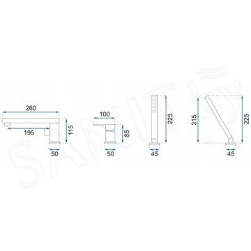 Смеситель на борт ванны Rea Glen Black REA-B6630 на 3 отверстия