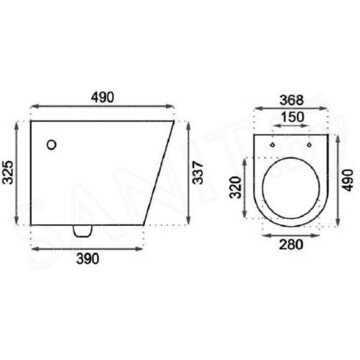 Подвесной унитаз Rea Tito Mini Rimless N C1500