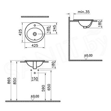 Умывальник Vitra S20 5466B003-0001 / 5468B003-0001